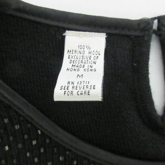 Valerie Stevens Black Top Size Medium Beaded 100% Merino Wool Sleeveless Shell - Picture 5 of 7